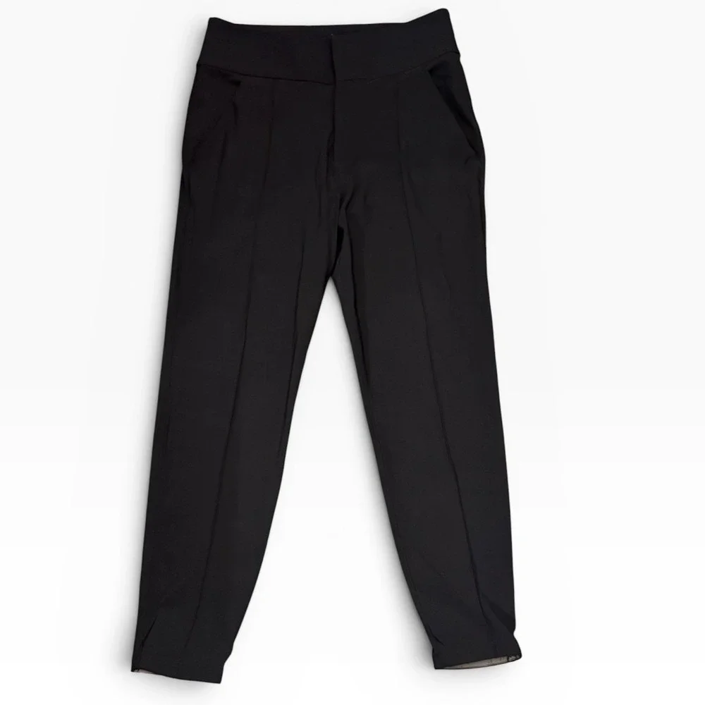 Lululemon Black High Rise Tapered Trouser Dress Pants Front‎ Seam Size 6 Pockets